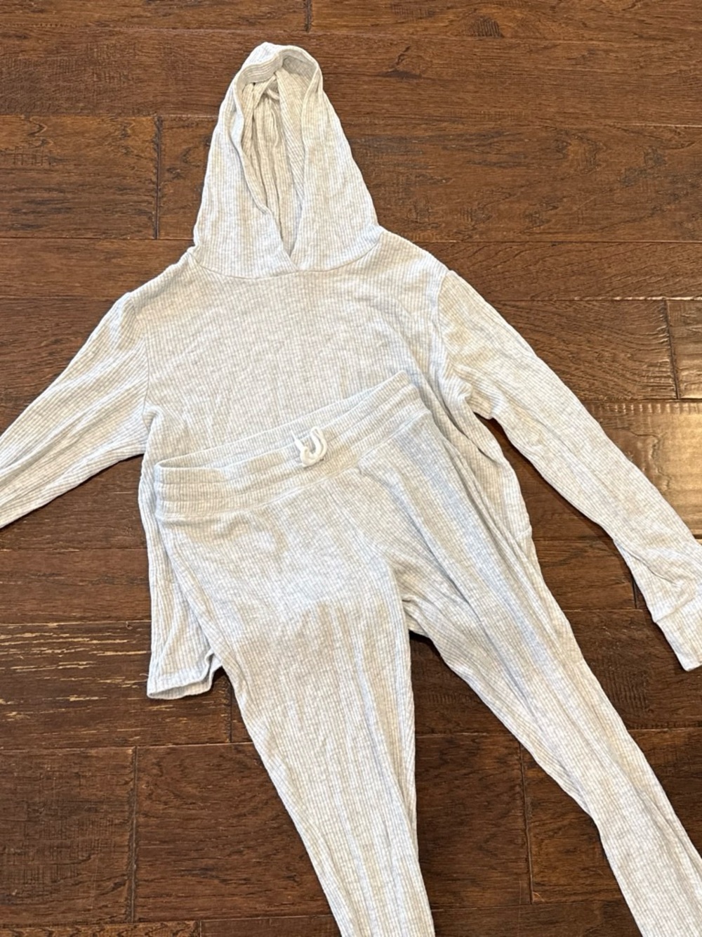 Old Navy Light Gray Ribbed Hoodie & Joggers Set